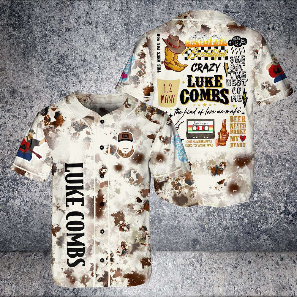 Combs Bullhead Shirt Baseball Jersey, Country Music, Lukee Comb World Tour For Men Women - lylyprint.com baseball jersey product view 2
