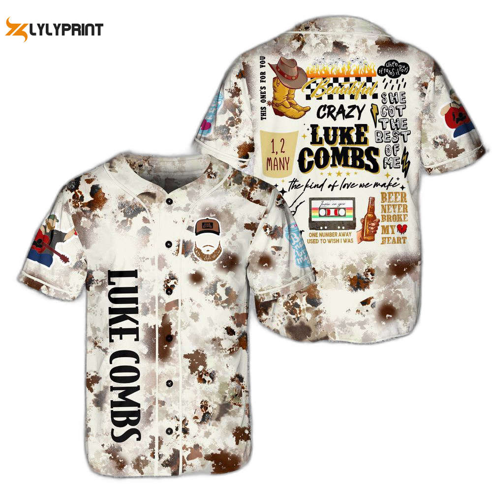 Combs Bullhead Shirt Baseball Jersey, Country Music, Lukee Comb World Tour For Men Women - lylyprint.com baseball jersey product view 1