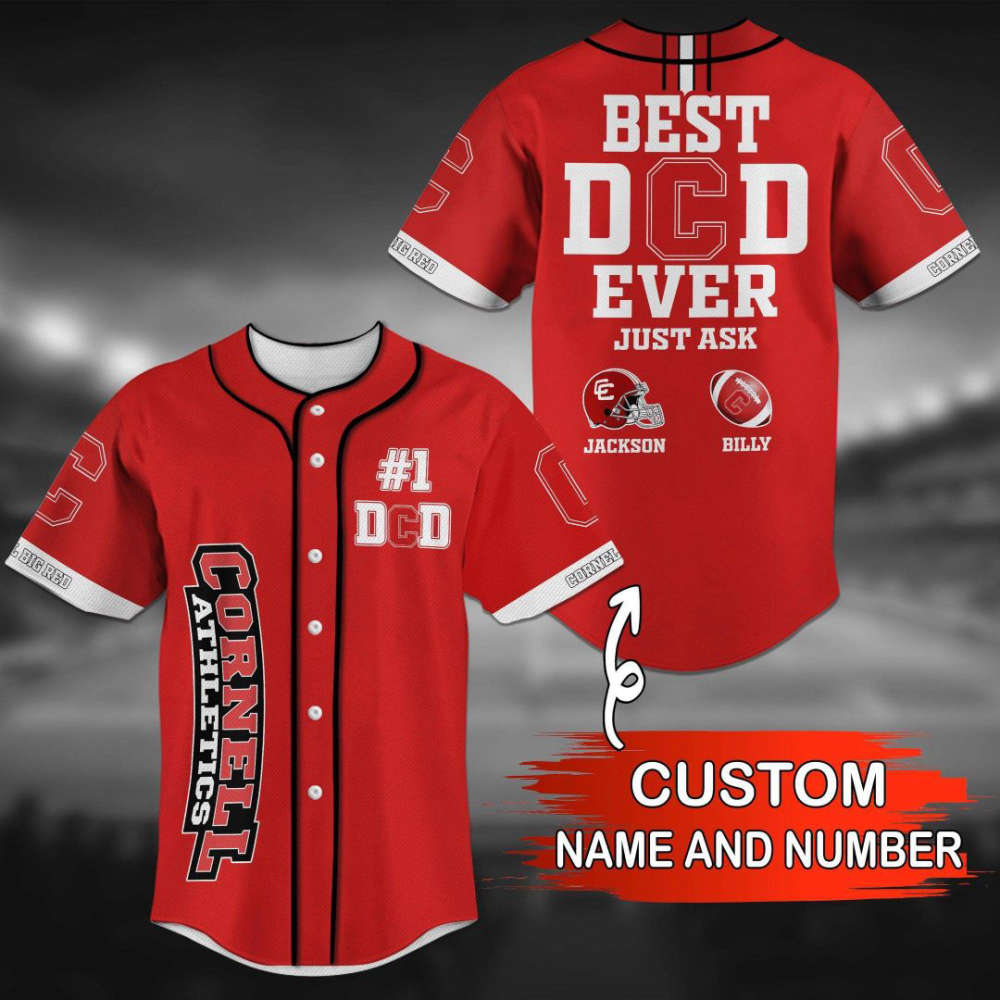 Cornell Big Red Personalized Baseball Jersey Fan Gifts - lylyprint.com baseball jersey product view 2