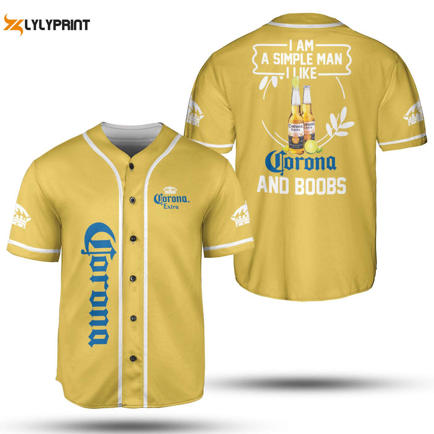 Corona Beer Baseball Jersey - Official MLB Collection for Baseball Fans - Gift for Men Women - lylyprint.com baseball jersey product view 1