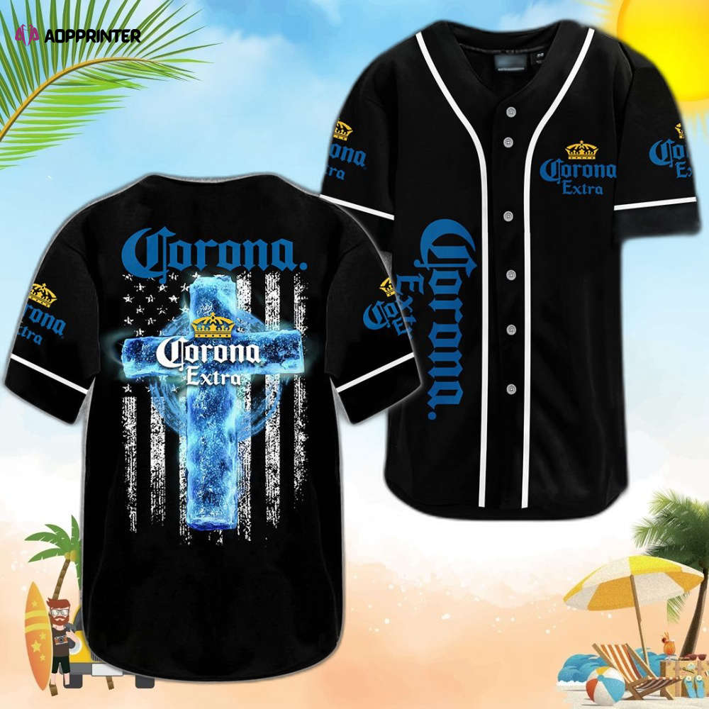 Corona Extra Cross U S Flag Baseball Jersey: Stylish Patriotic Apparel - Aopprinter baseball jersey product view 1