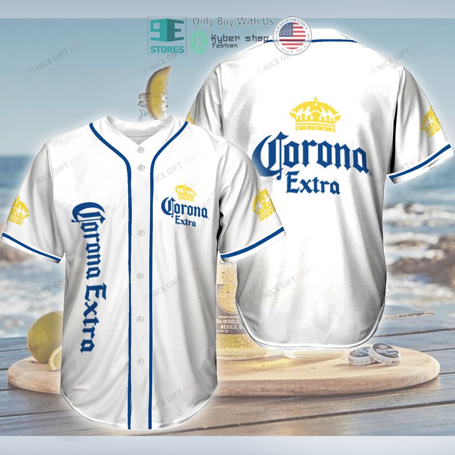 BEST Corona Extra logo white Baseball Jersey baseball jersey product view 1