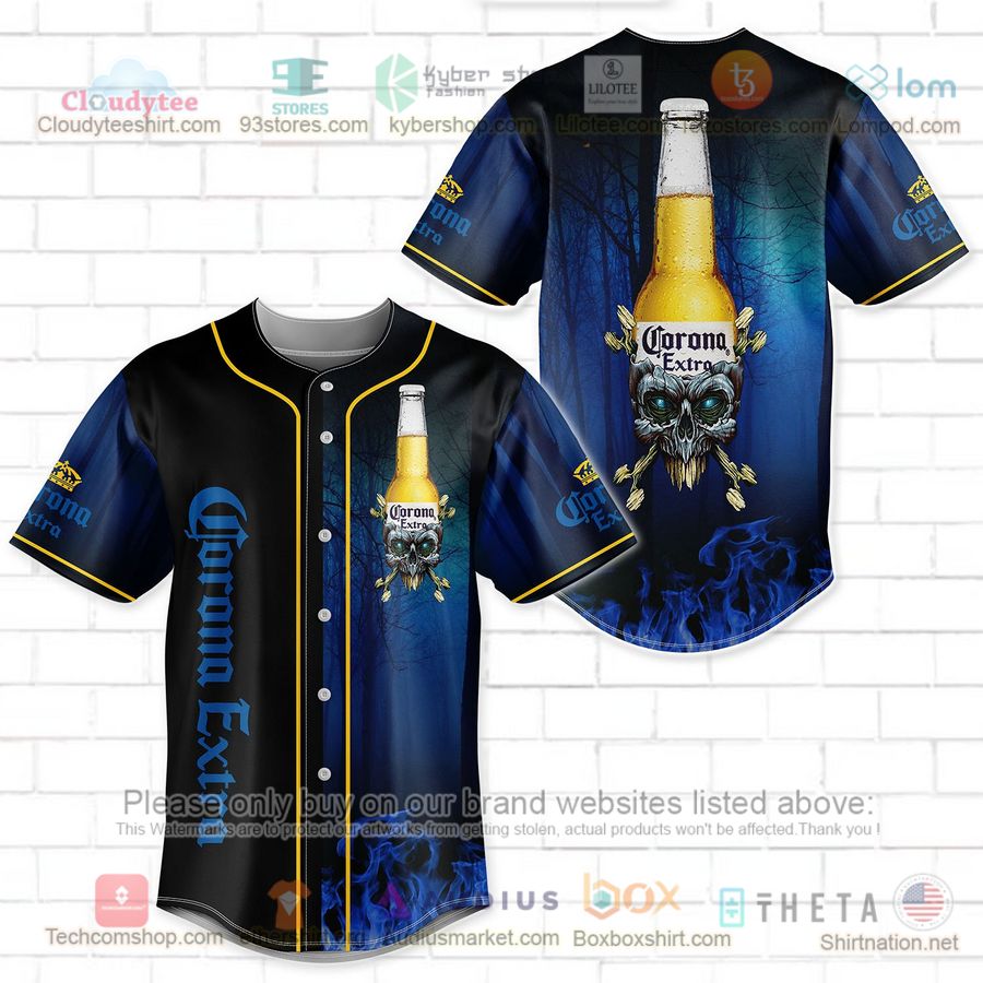 HOT Corona Extra skull head Baseball Jersey Shirt baseball jersey product view 1
