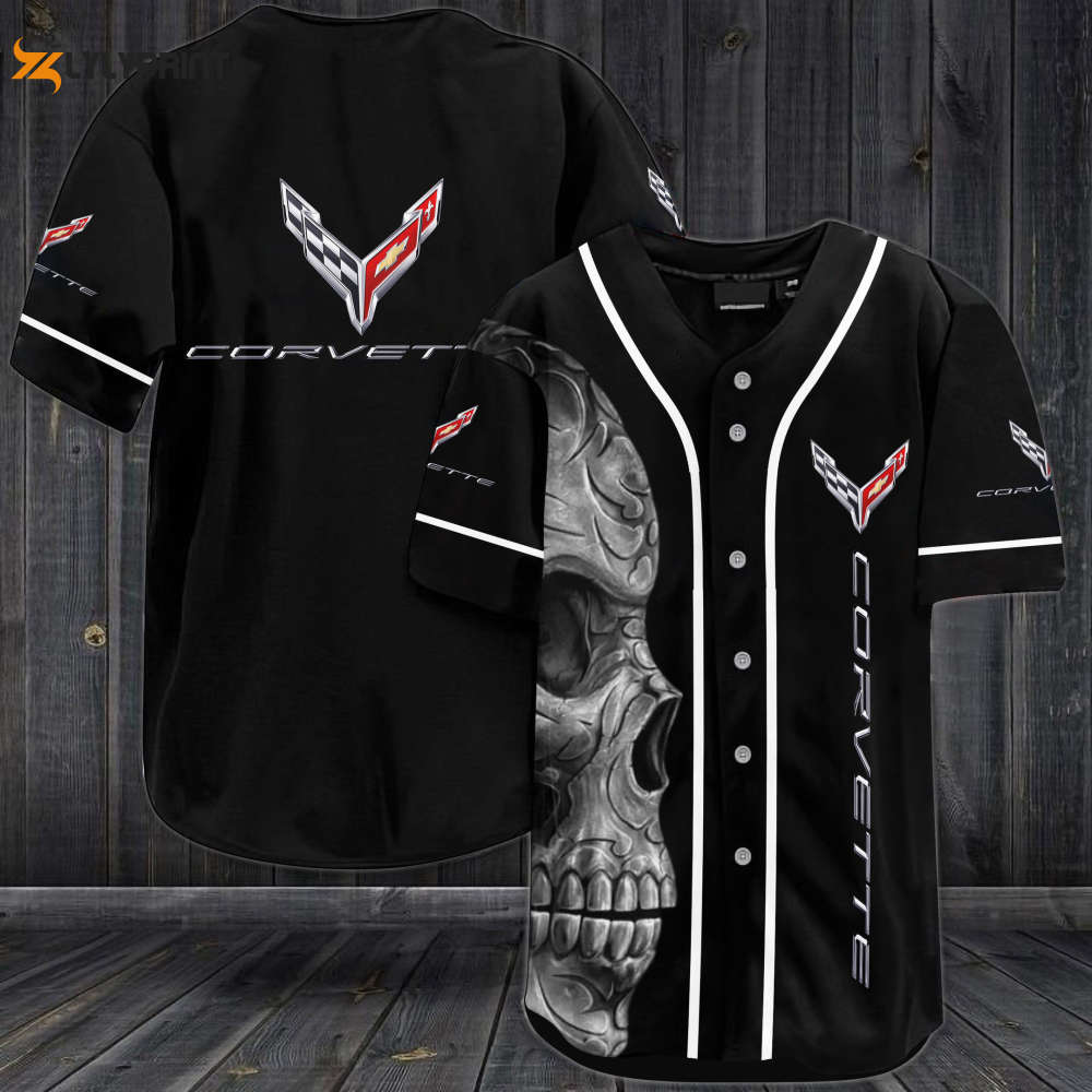 Corvette Skull Baseball Jersey - lylyprint.com baseball jersey product view 1