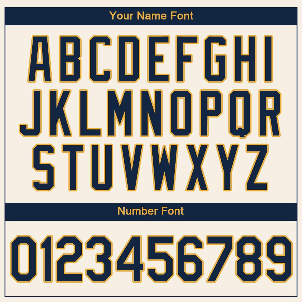 Custom Cream Navy-Gold Authentic Baseball Jersey baseball jersey product view 4