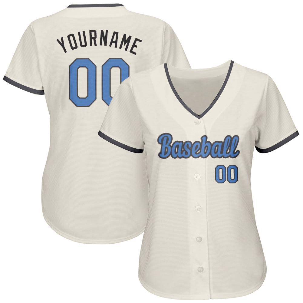 Custom Cream Light Blue-Steel Gray Authentic Father's Day Baseball Jersey baseball jersey product view 2