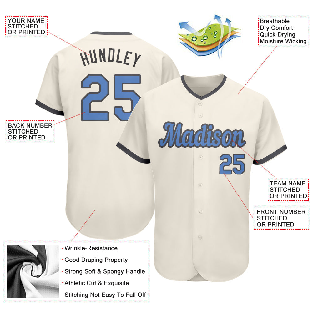 Custom Cream Light Blue-Steel Gray Authentic Father's Day Baseball Jersey baseball jersey product view 3
