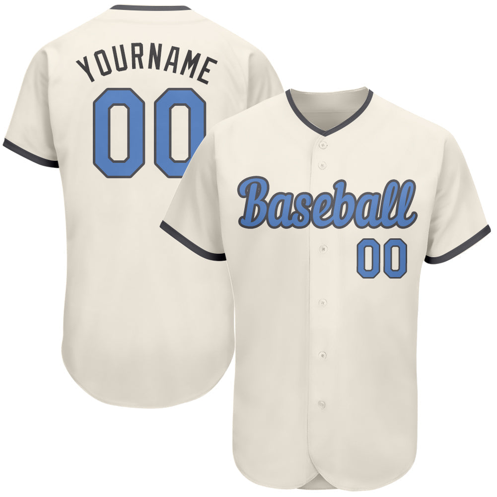 Custom Cream Light Blue-Steel Gray Authentic Father's Day Baseball Jersey baseball jersey product view 1