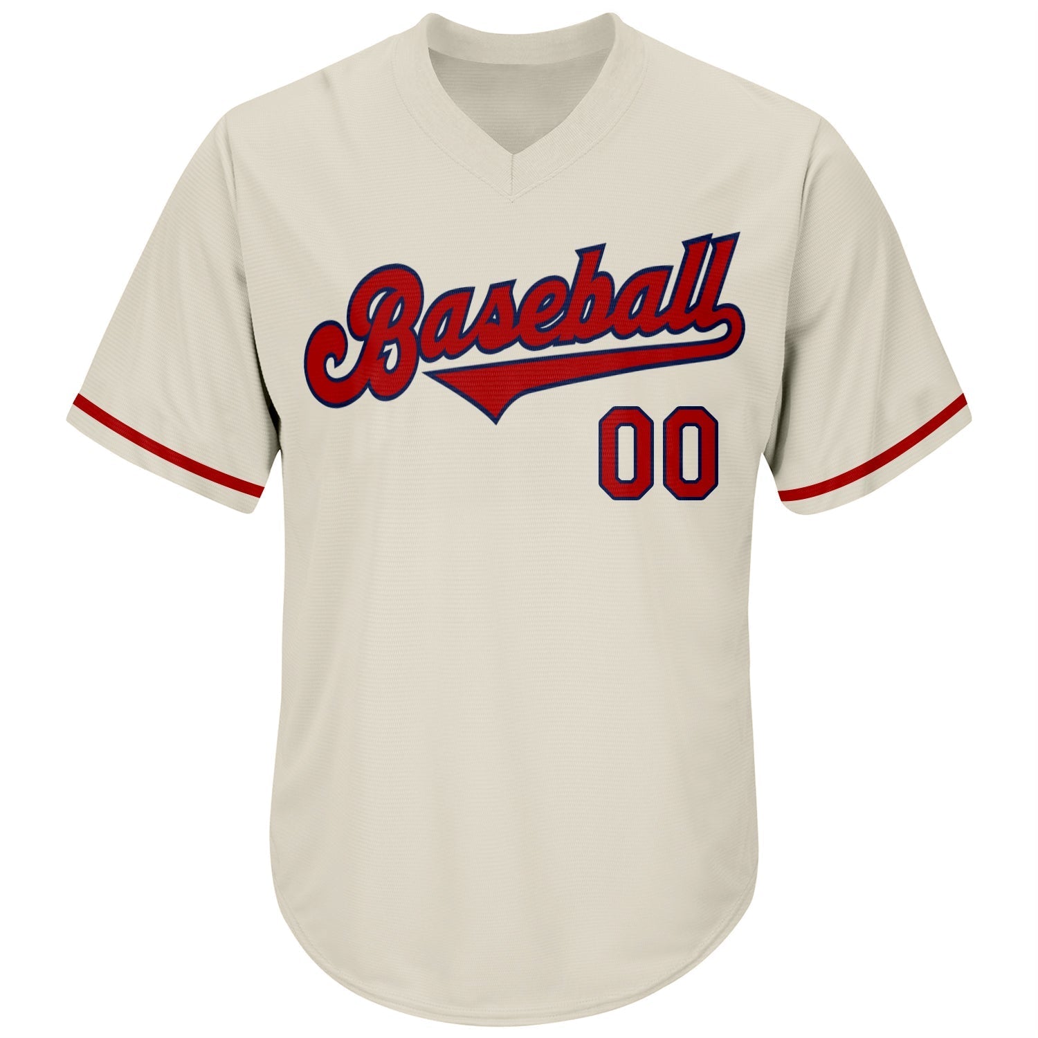 Custom Cream Red-Navy Authentic Throwback Rib-Knit Baseball Jersey Shirt baseball jersey product view 2