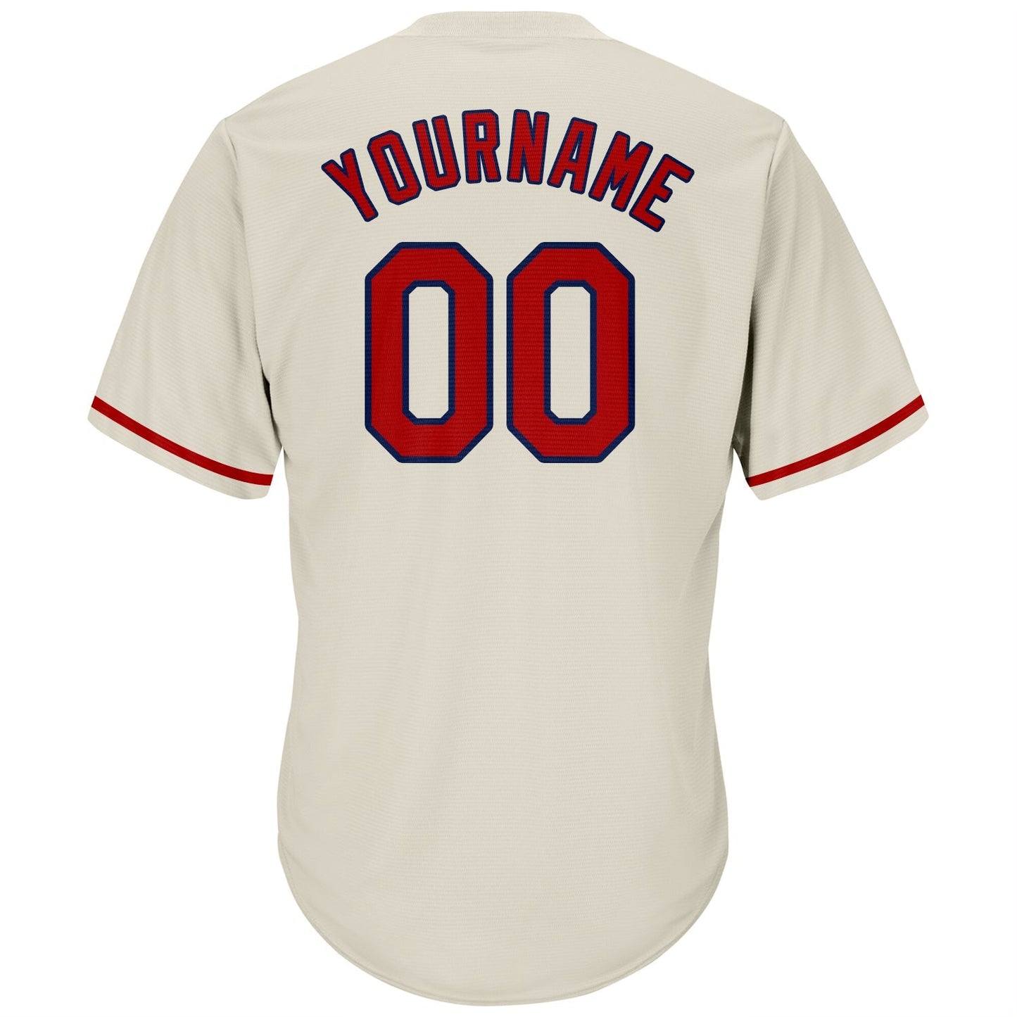 Custom Cream Red-Navy Authentic Throwback Rib-Knit Baseball Jersey Shirt baseball jersey product view 3