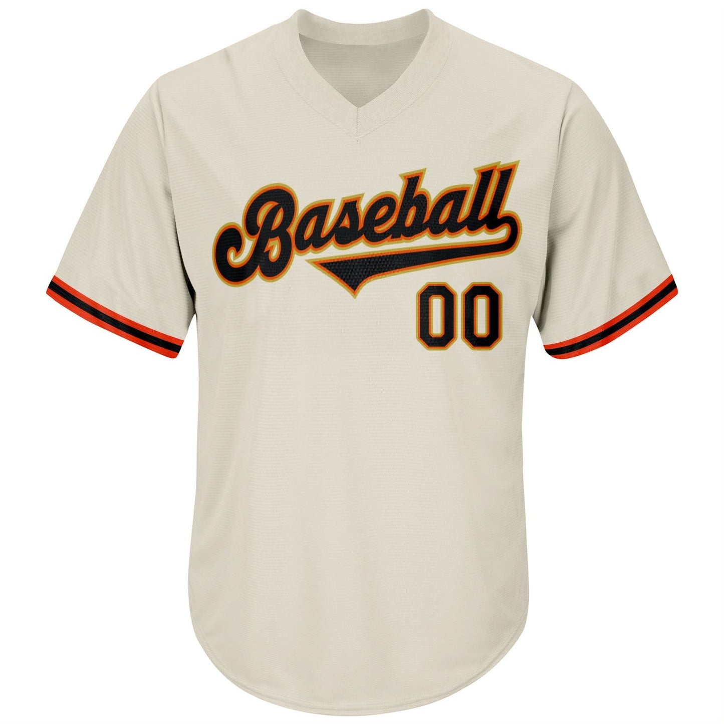 Custom Cream Black-Orange Authentic Throwback Rib-Knit Baseball Jersey Shirt baseball jersey product view 2