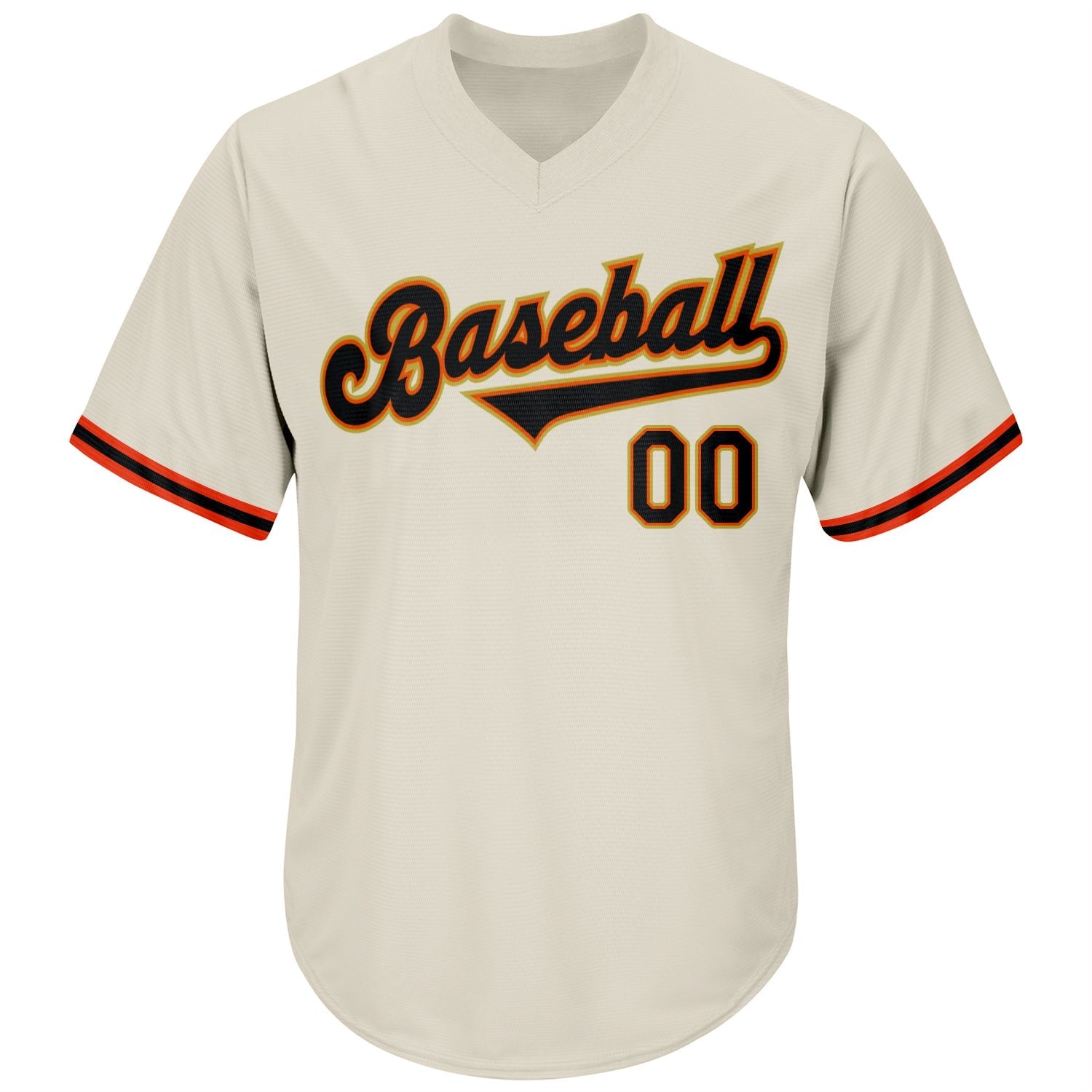 Custom Cream Black-Orange Authentic Throwback Rib-Knit Baseball Jersey Shirt baseball jersey product view 2