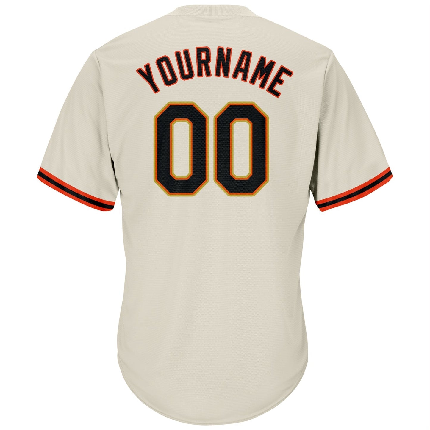 Custom Cream Black-Orange Authentic Throwback Rib-Knit Baseball Jersey Shirt baseball jersey product view 3