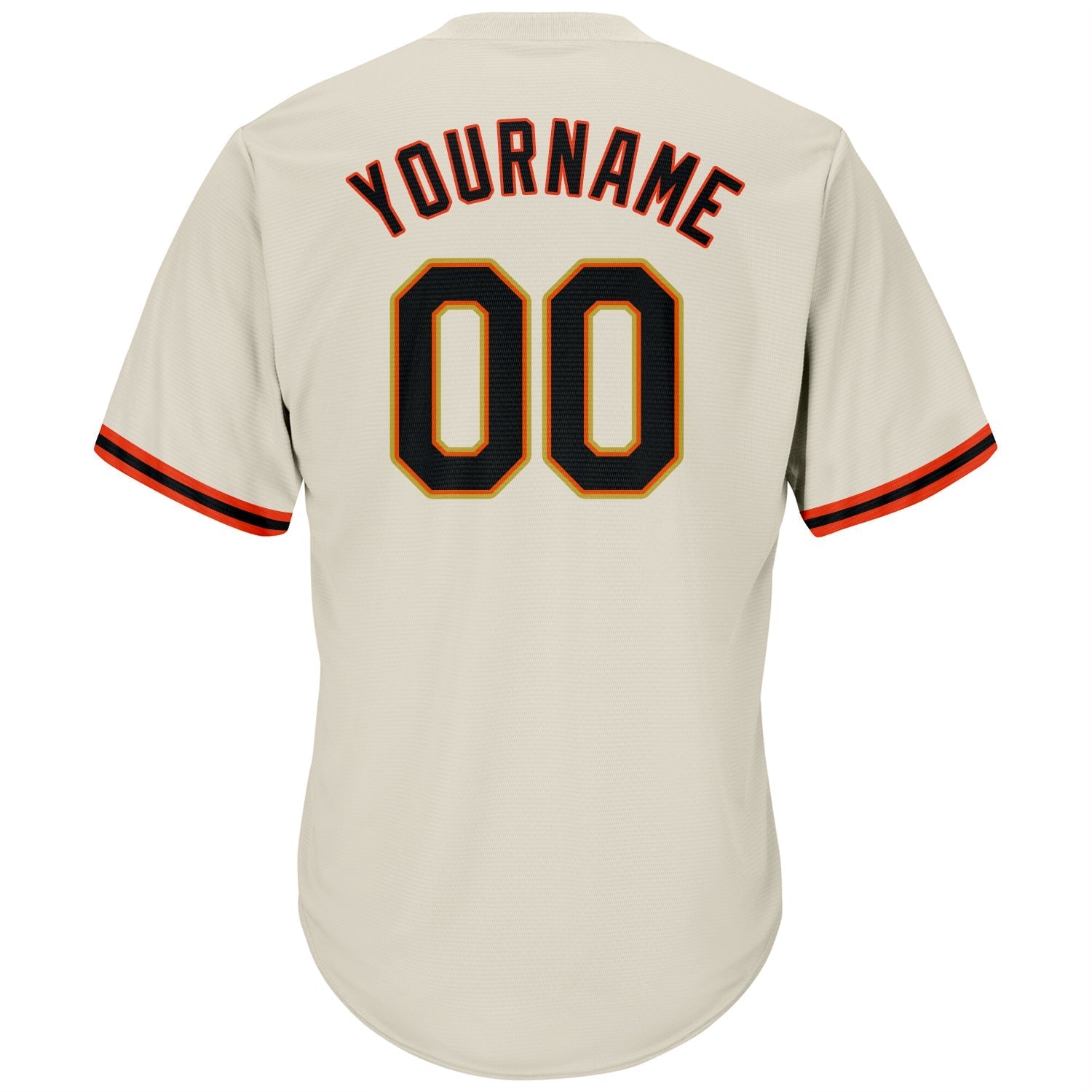Custom Cream Black-Orange Authentic Throwback Rib-Knit Baseball Jersey Shirt baseball jersey product view 3