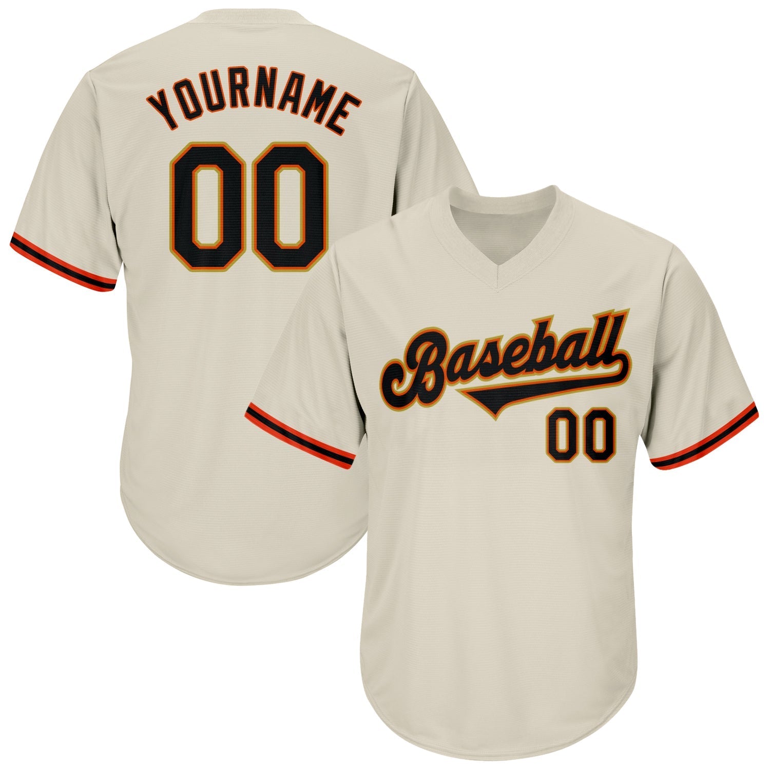 Custom Cream Black-Orange Authentic Throwback Rib-Knit Baseball Jersey Shirt baseball jersey product view 1