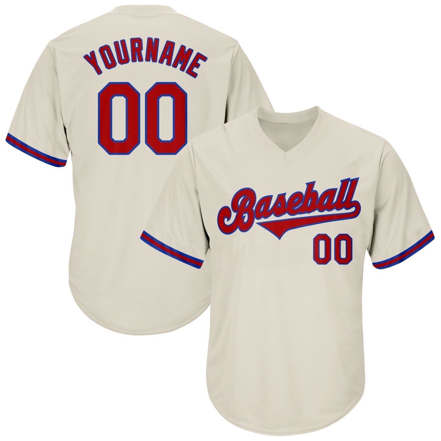 Custom Cream Red-Royal Authentic Throwback Rib-Knit Baseball Jersey Shirt baseball jersey product view 1
