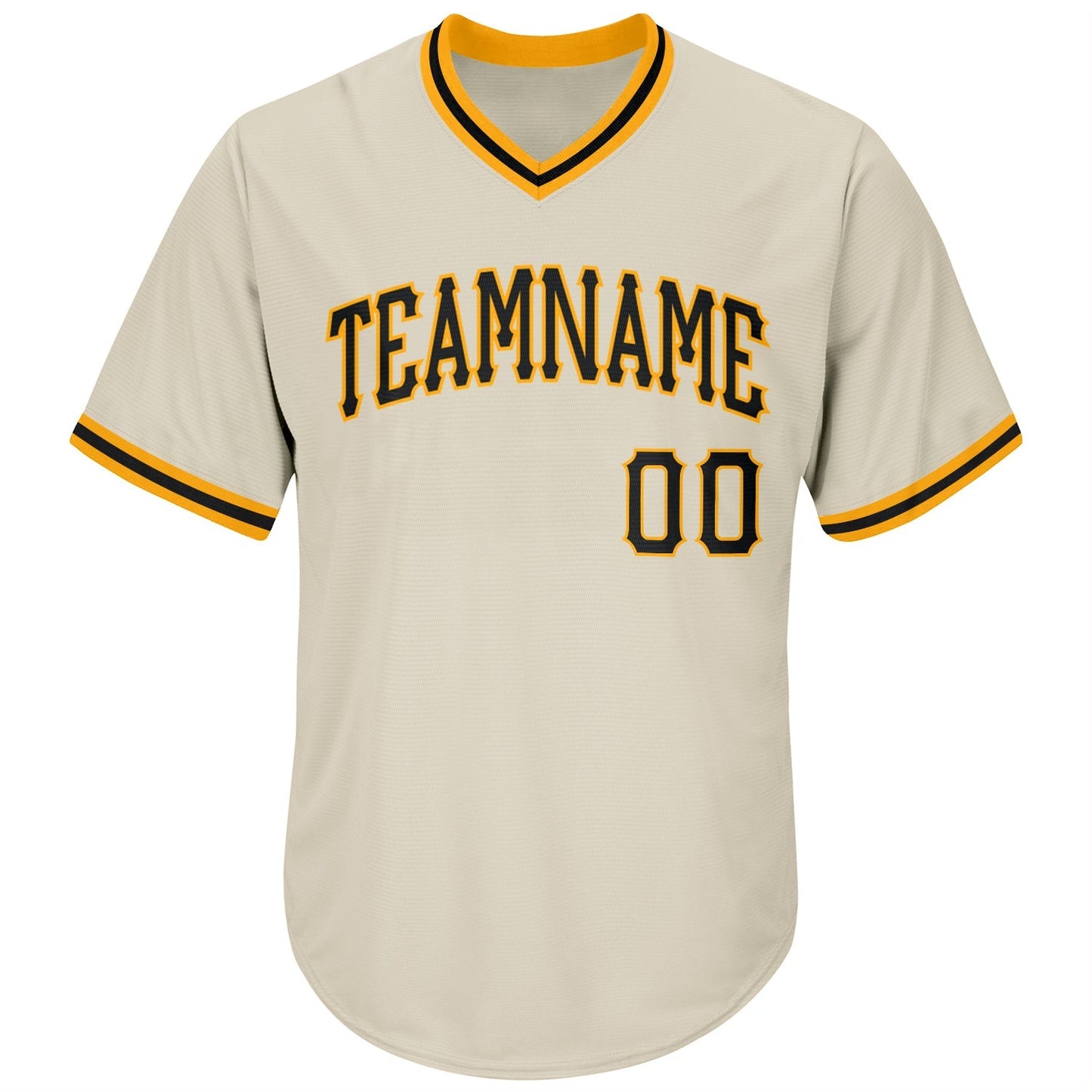 Custom Cream Black-Gold Authentic Throwback Rib-Knit Baseball Jersey Shirt baseball jersey product view 2
