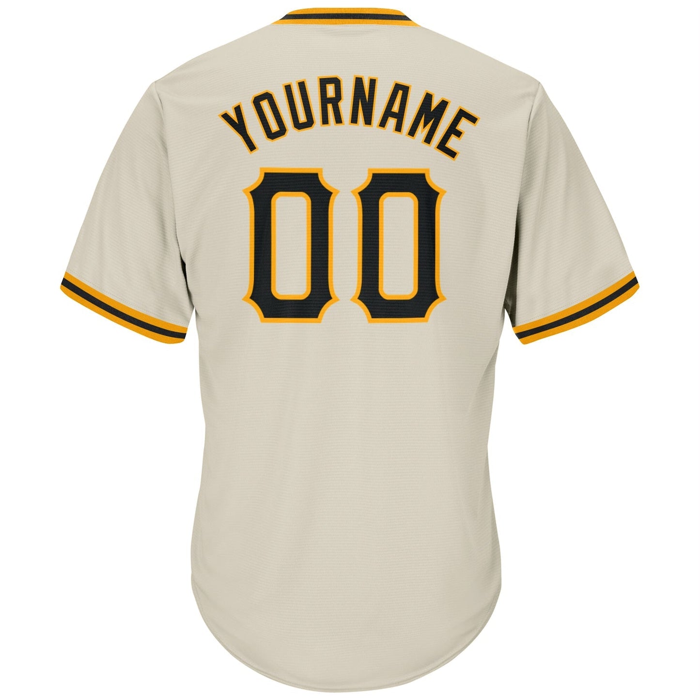 Custom Cream Black-Gold Authentic Throwback Rib-Knit Baseball Jersey Shirt baseball jersey product view 3