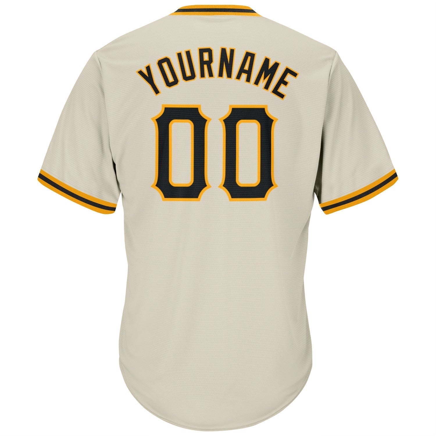 Custom Cream Black-Gold Authentic Throwback Rib-Knit Baseball Jersey Shirt baseball jersey product view 3