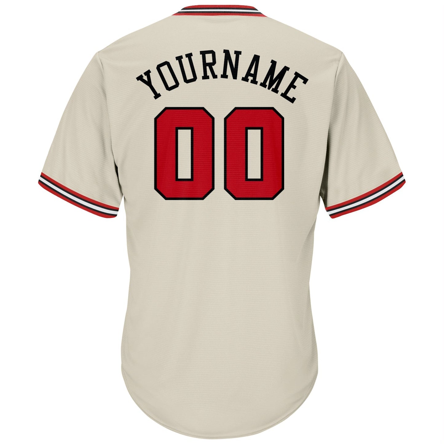 Custom Cream Red-Black Authentic Throwback Rib-Knit Baseball Jersey Shirt baseball jersey product view 3