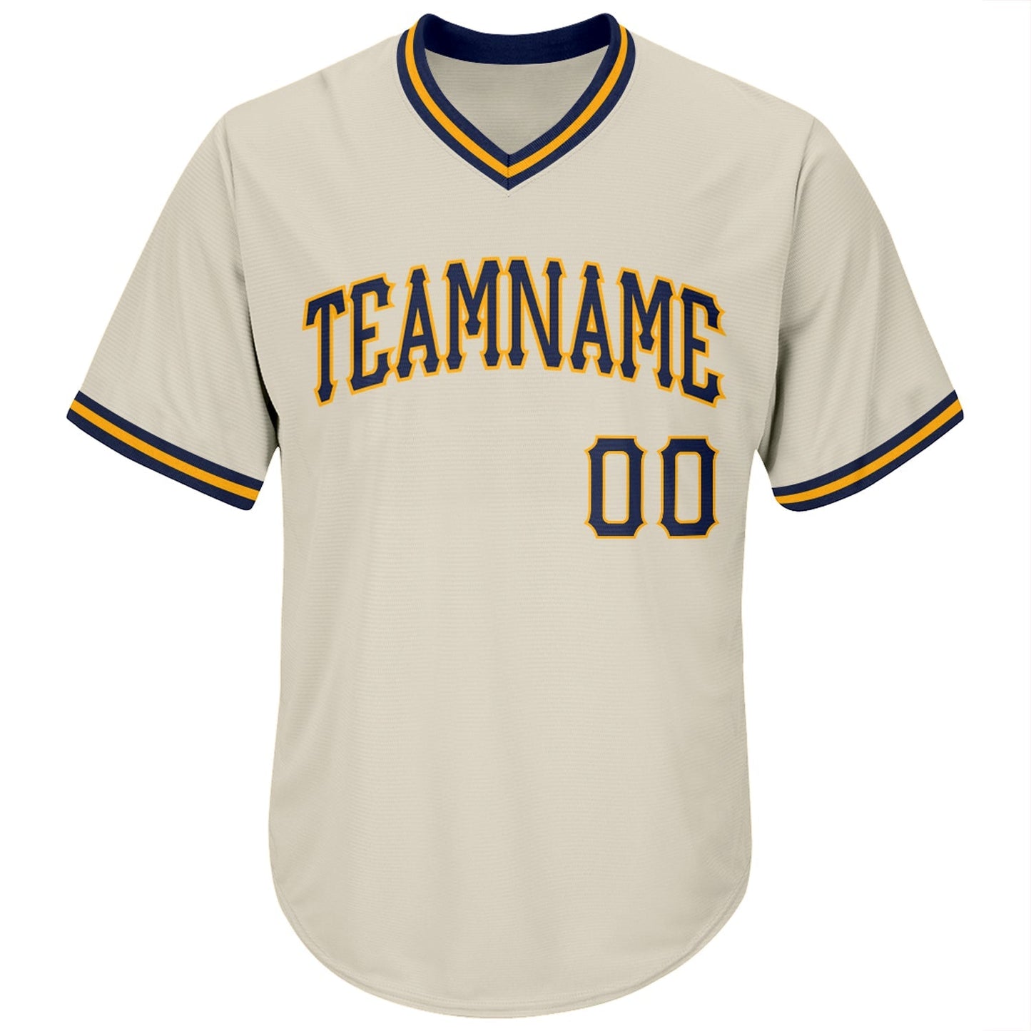 Custom Cream Navy-Gold Authentic Throwback Rib-Knit Baseball Jersey Shirt baseball jersey product view 2