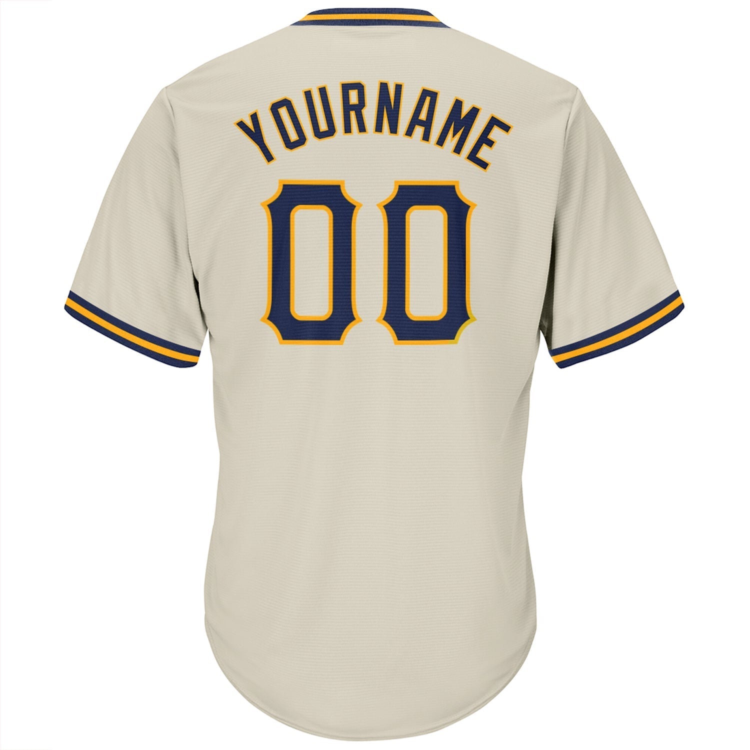 Custom Cream Navy-Gold Authentic Throwback Rib-Knit Baseball Jersey Shirt baseball jersey product view 3