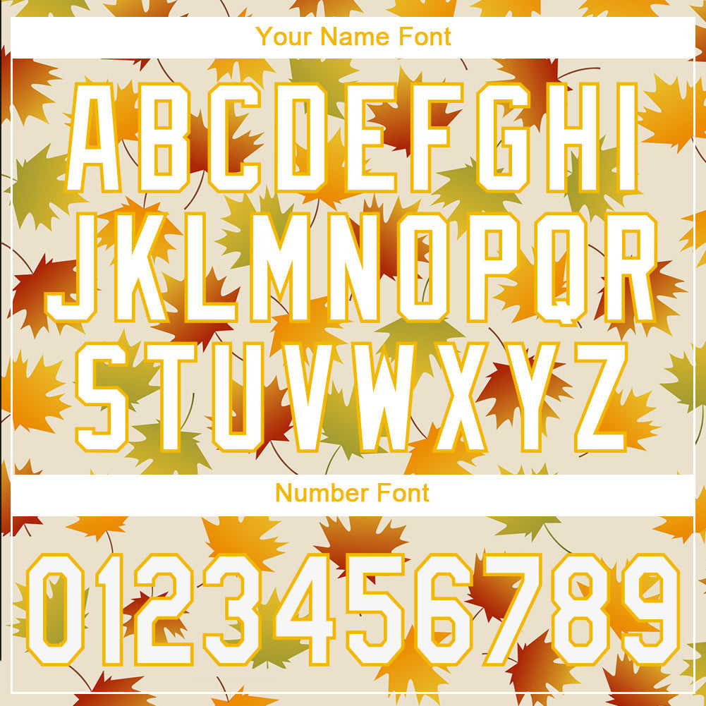 Custom Cream White-Gold 3D Pattern Design Maple Leaf Authentic Baseball Jersey baseball jersey product view 5
