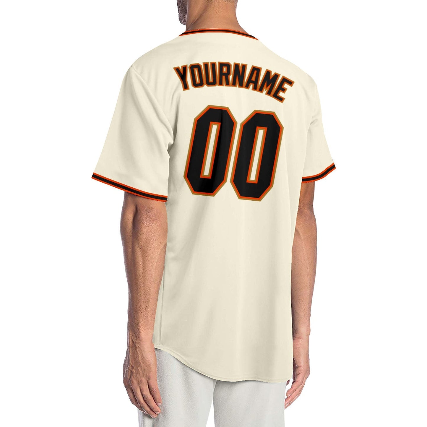 Custom Cream Black Orange-Old Gold Authentic Baseball Jersey baseball jersey product view 2