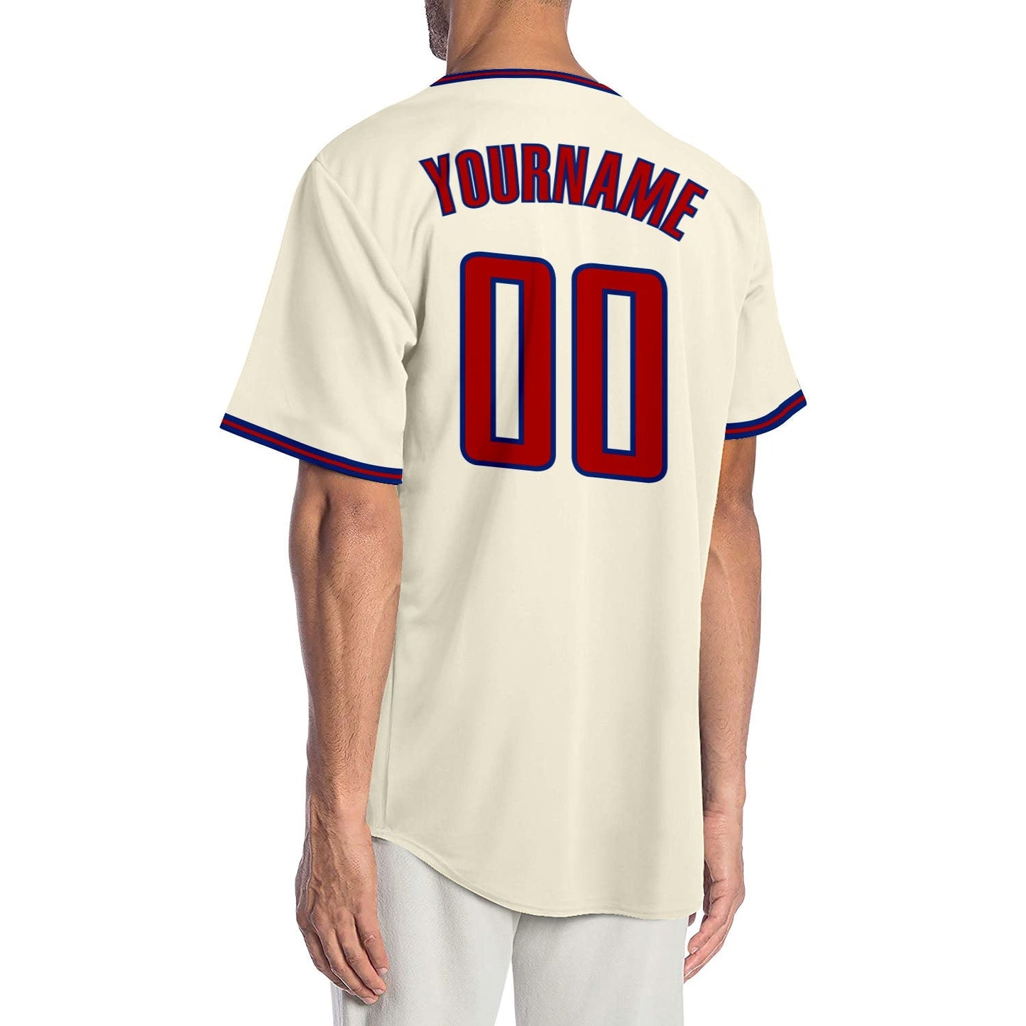 Custom Cream Red-Royal Authentic Baseball Jersey baseball jersey product view 2