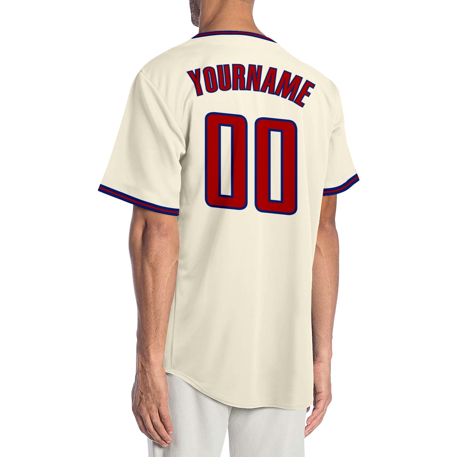 Custom Cream Red-Royal Authentic Baseball Jersey baseball jersey product view 2
