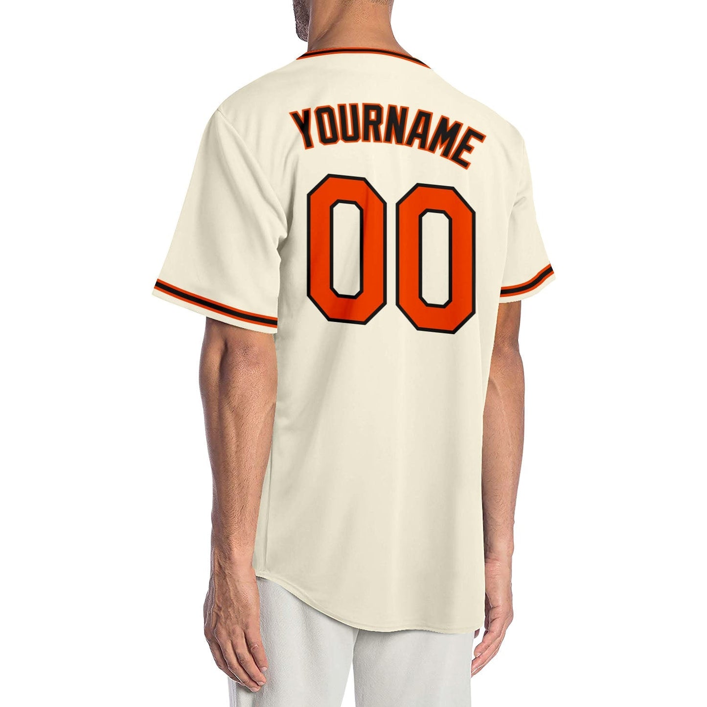 Custom Cream Orange Black-Old Gold Authentic Baseball Jersey baseball jersey product view 2