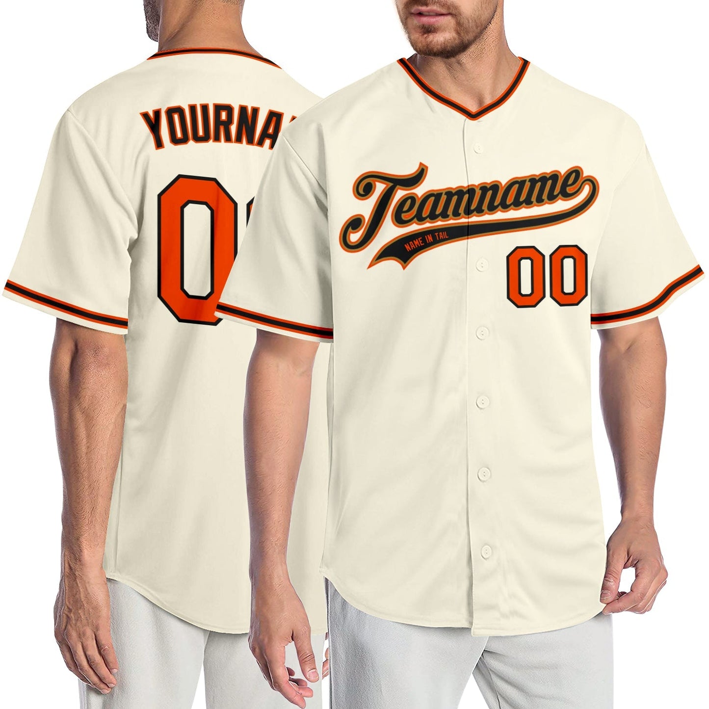 Custom Cream Orange Black-Old Gold Authentic Baseball Jersey baseball jersey product view 1
