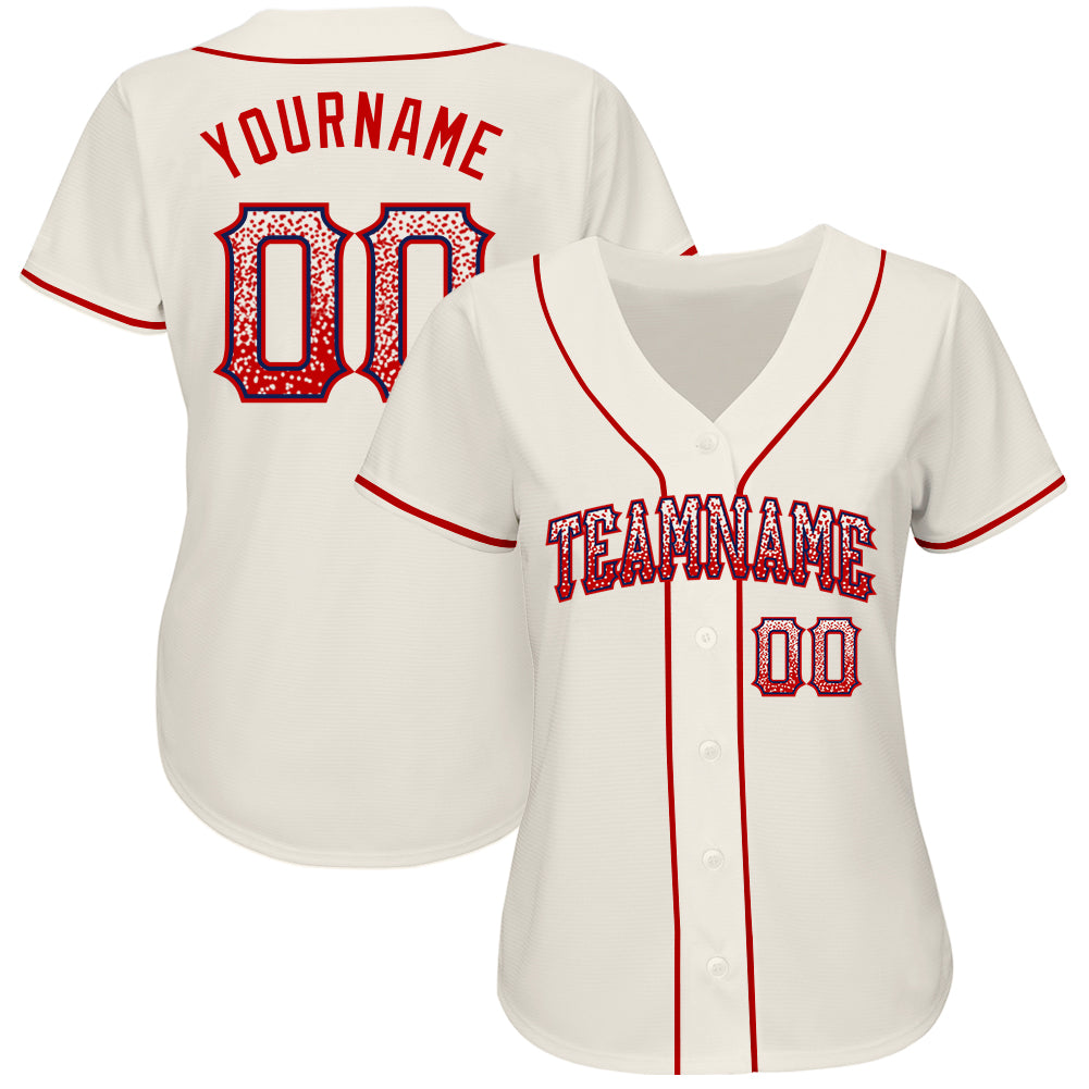 Custom Cream Red-Navy Authentic Drift Fashion Baseball Jersey baseball jersey product view 2