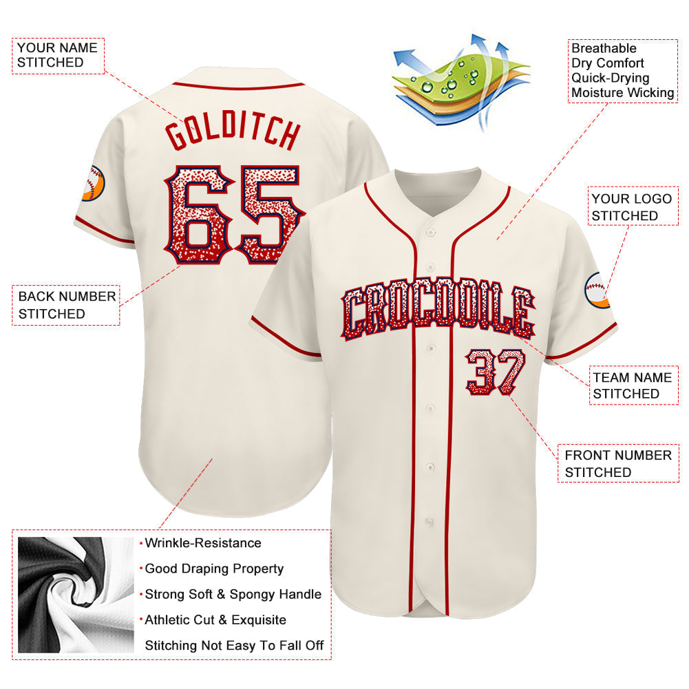 Custom Cream Red-Navy Authentic Drift Fashion Baseball Jersey baseball jersey product view 3
