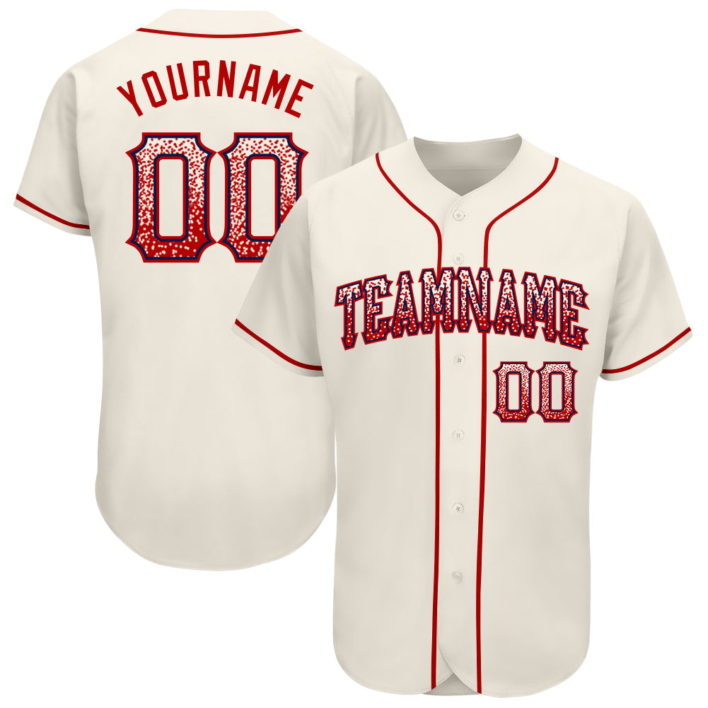 Custom Cream Red-Navy Authentic Drift Fashion Baseball Jersey baseball jersey product view 1