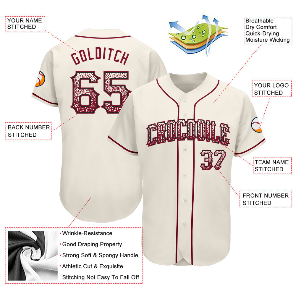 Custom Cream Crimson-Black Authentic Drift Fashion Baseball Jersey baseball jersey product view 3