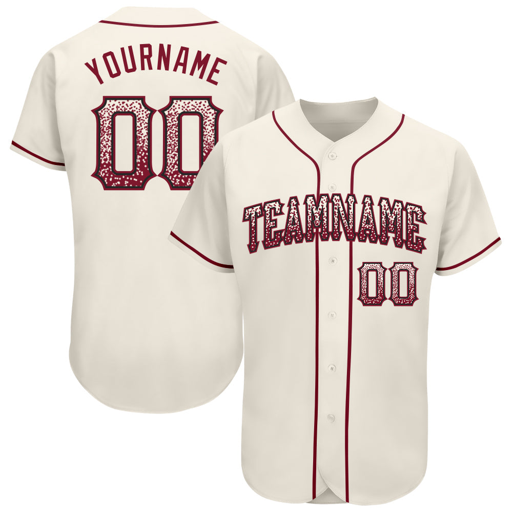 Custom Cream Crimson-Black Authentic Drift Fashion Baseball Jersey baseball jersey product view 1