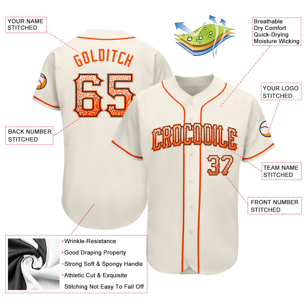 Custom Cream Orange-Black Authentic Drift Fashion Baseball Jersey baseball jersey product view 3