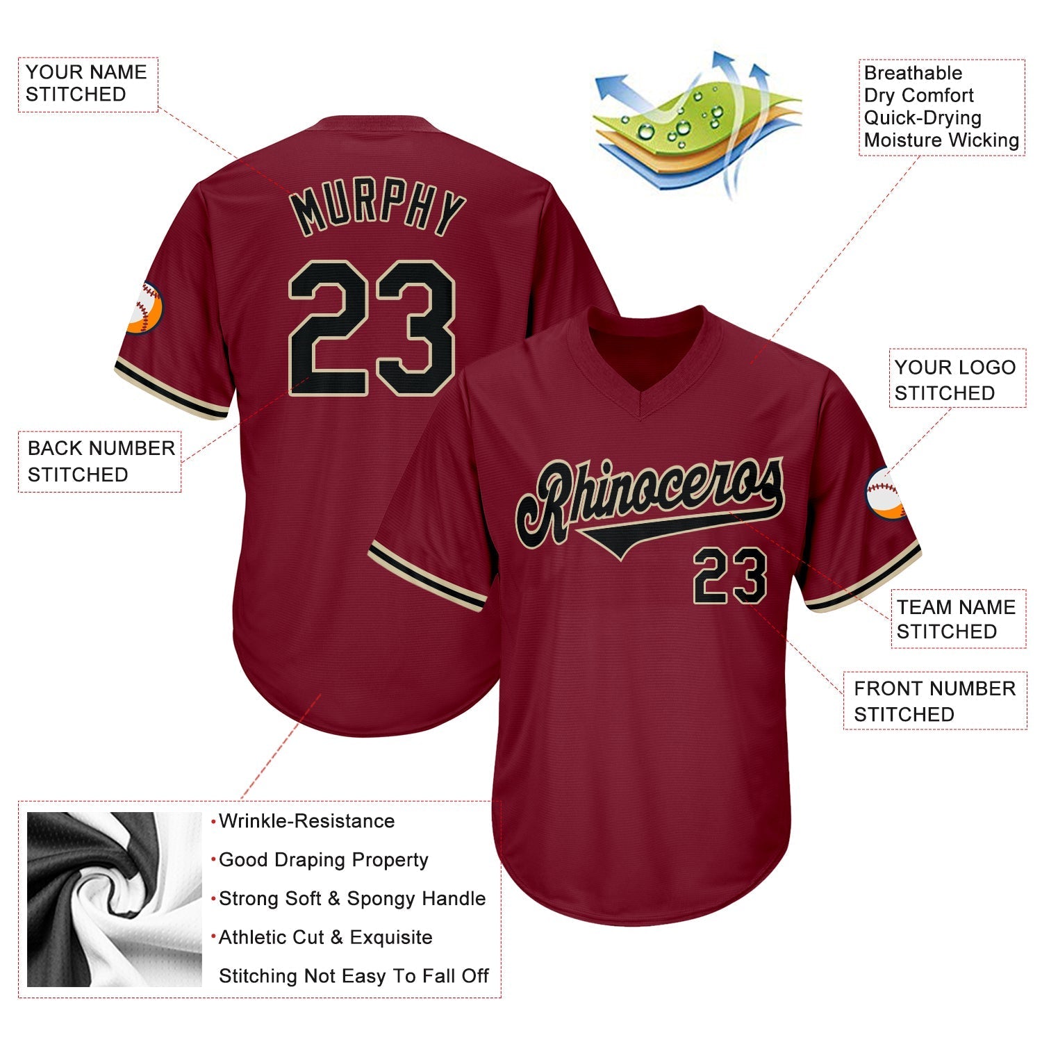 Custom Crimson Black-City Cream Authentic Throwback Rib-Knit Baseball Jersey Shirt baseball jersey product view 4