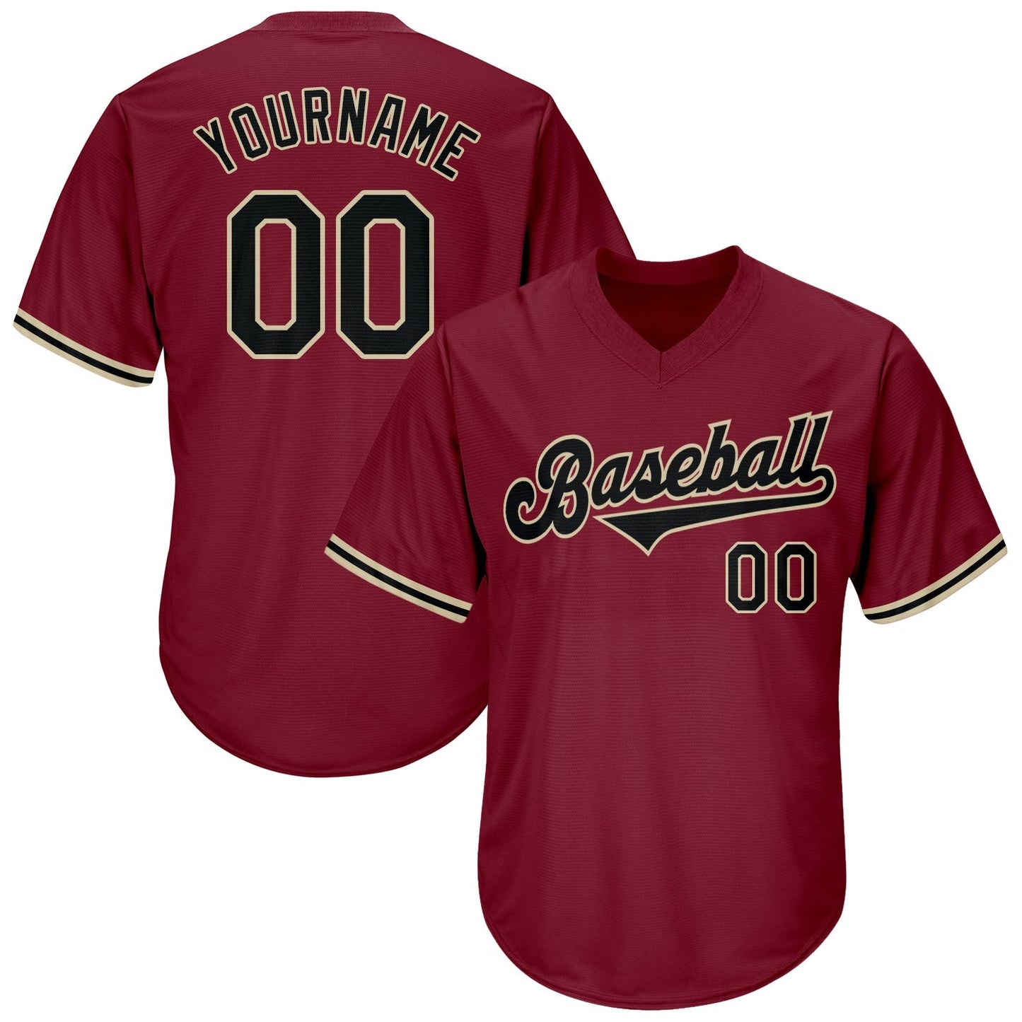 Custom Crimson Black-City Cream Authentic Throwback Rib-Knit Baseball Jersey Shirt baseball jersey product view 1