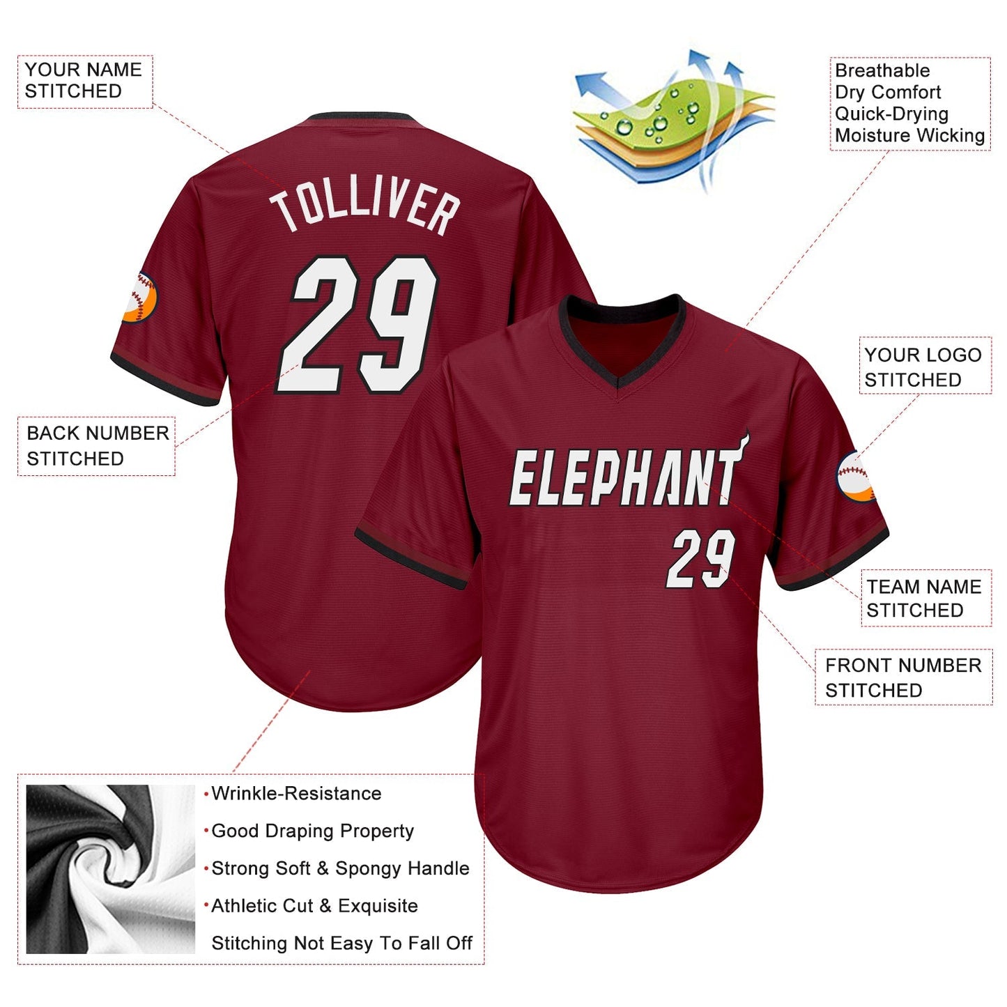 Custom Crimson White-Black Authentic Throwback Rib-Knit Baseball Jersey Shirt baseball jersey product view 4
