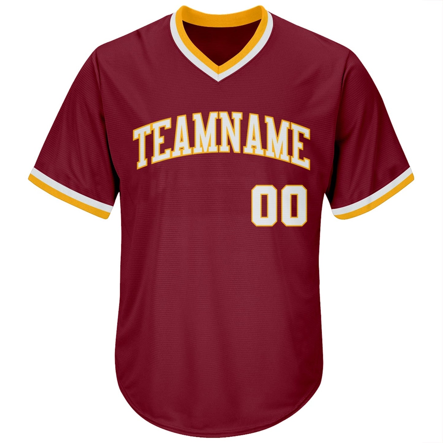 Custom Crimson White-Gold Authentic Throwback Rib-Knit Baseball Jersey Shirt baseball jersey product view 2