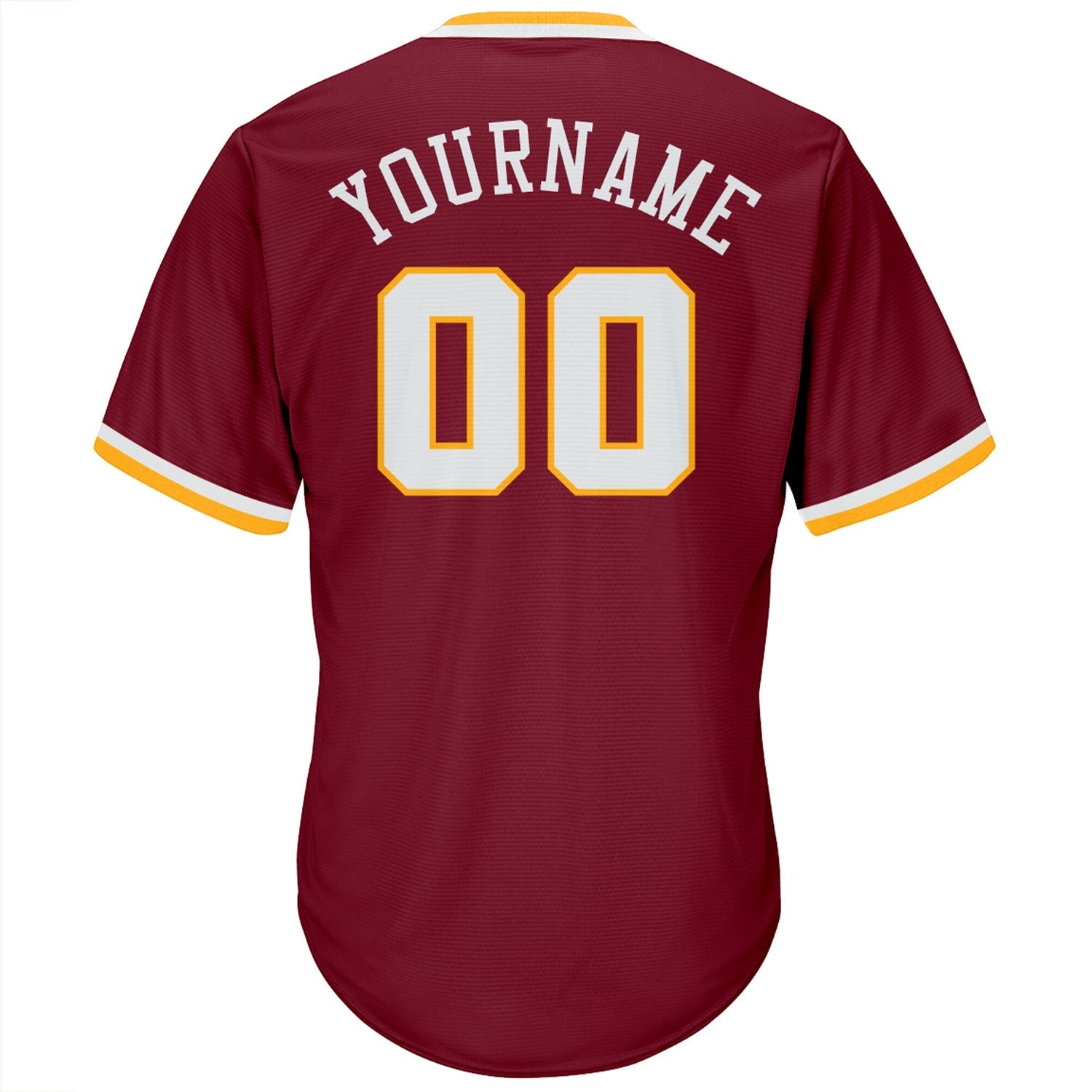 Custom Crimson White-Gold Authentic Throwback Rib-Knit Baseball Jersey Shirt baseball jersey product view 3