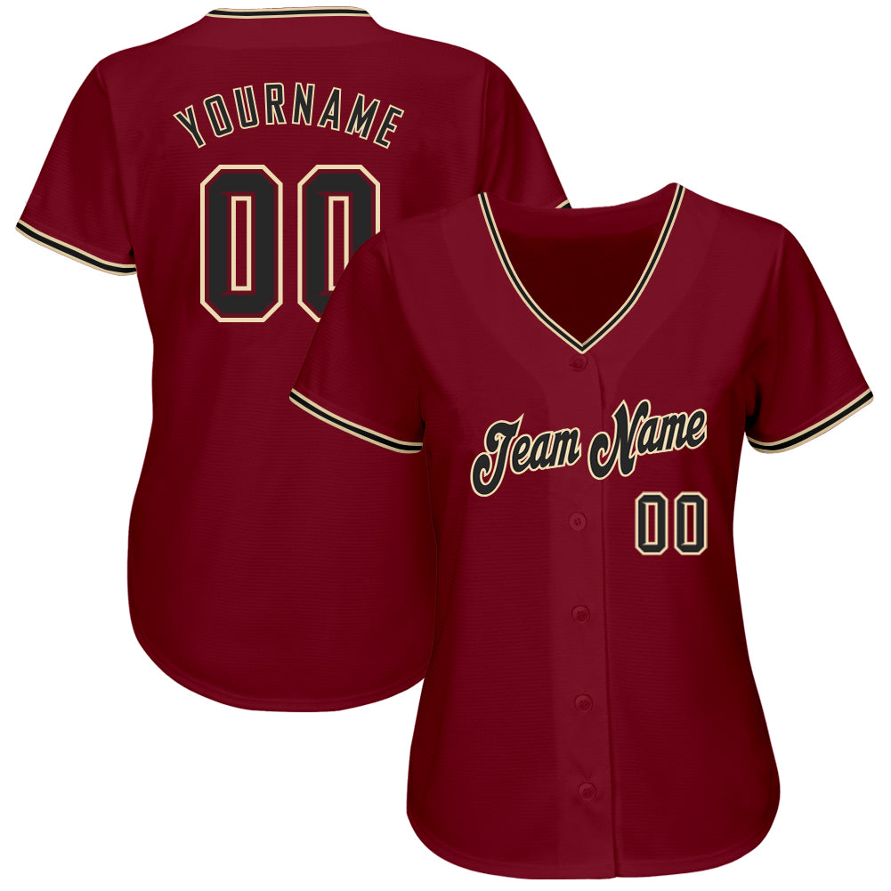 Custom Crimson Black-City Cream Authentic Baseball Jersey baseball jersey product view 2