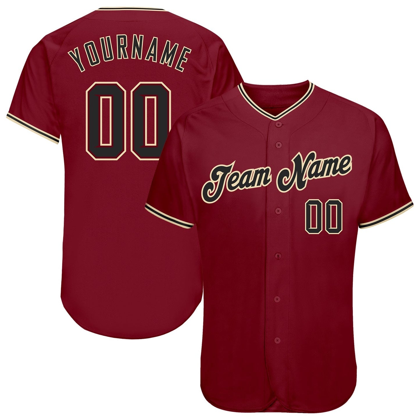 Custom Crimson Black-City Cream Authentic Baseball Jersey baseball jersey product view 1