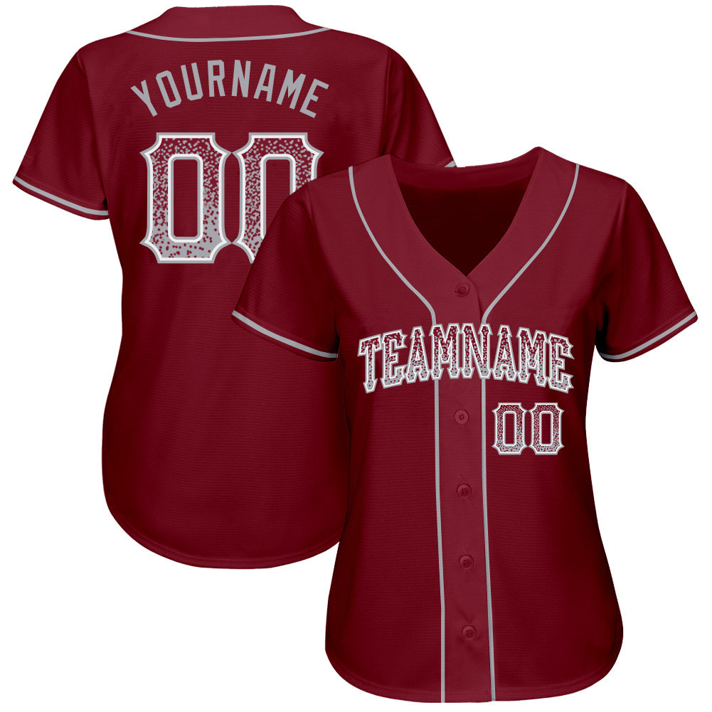 Custom Crimson Gray-White Authentic Drift Fashion Baseball Jersey baseball jersey product view 2