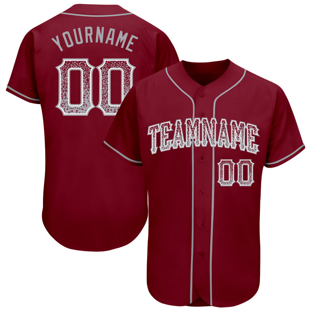Custom Crimson Gray-White Authentic Drift Fashion Baseball Jersey baseball jersey product view 1