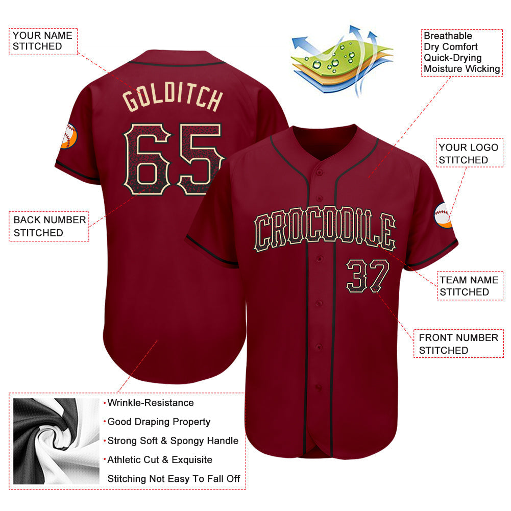Custom Crimson Black-Cream Authentic Drift Fashion Baseball Jersey baseball jersey product view 3