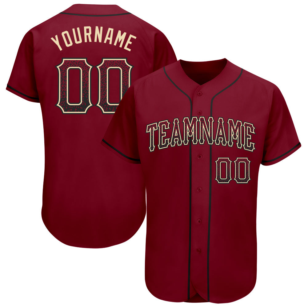 Custom Crimson Black-Cream Authentic Drift Fashion Baseball Jersey baseball jersey product view 1