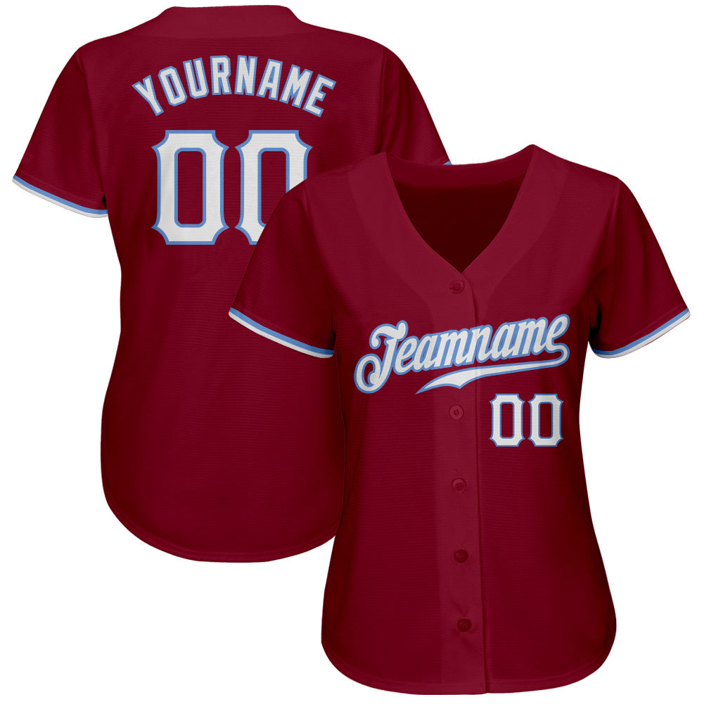 Custom Crimson White-Light Blue Authentic Baseball Jersey baseball jersey product view 2